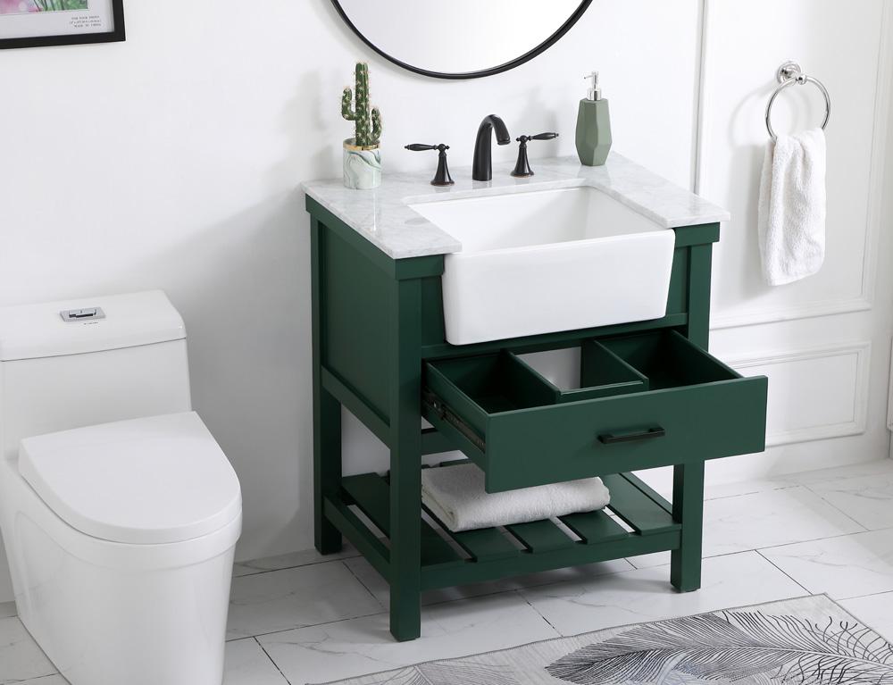 Elegant Furniture & Lighting - Clement 30 inch Single bathroom vanity in green - VF60130GN veiw 4