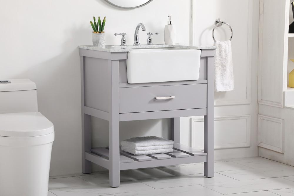 Elegant Furniture & Lighting - Clement 30 inch Single bathroom vanity in grey - VF60130GR veiw 3