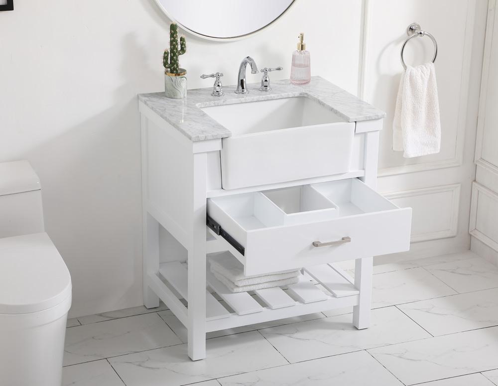 Elegant Furniture & Lighting - Clement 30 inch Single bathroom vanity in white - VF60130WH veiw 4