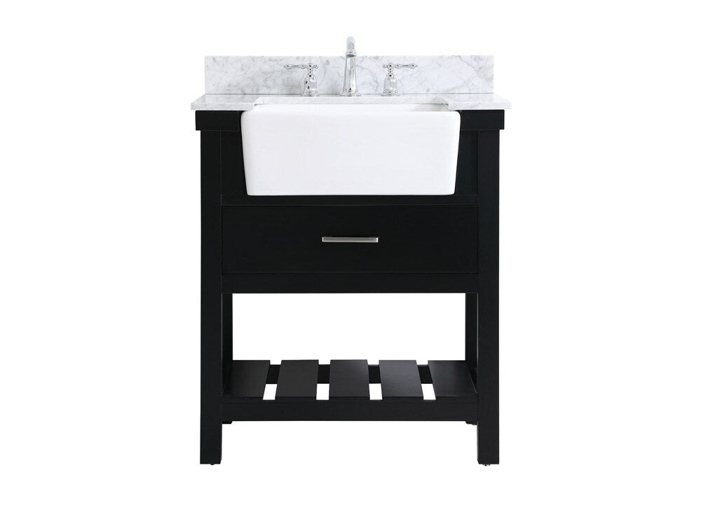 Elegant Furniture & Lighting - Clement 30 inch Single bathroom vanity in black with backsplash - VF60130BK-BS veiw 1
