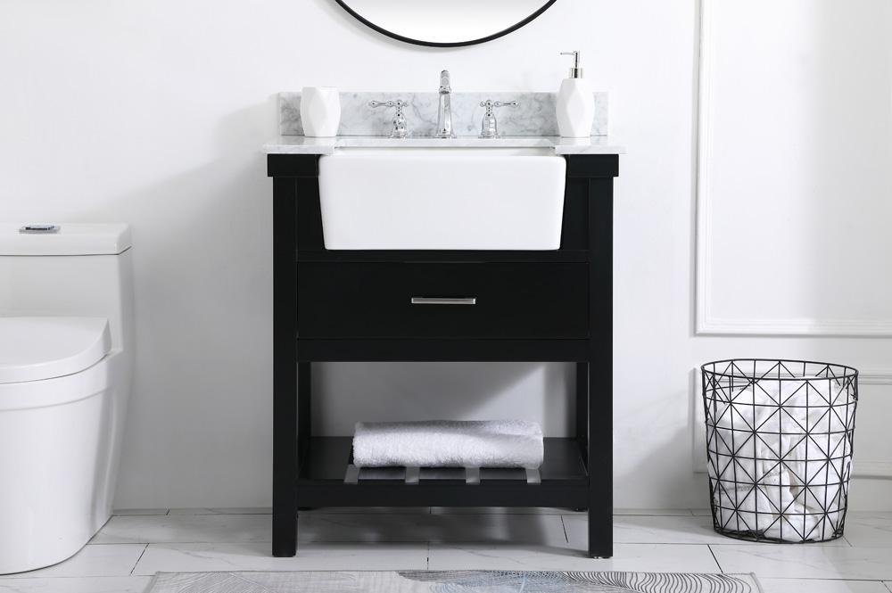 Elegant Furniture & Lighting - Clement 30 inch Single bathroom vanity in black with backsplash - VF60130BK-BS veiw 2