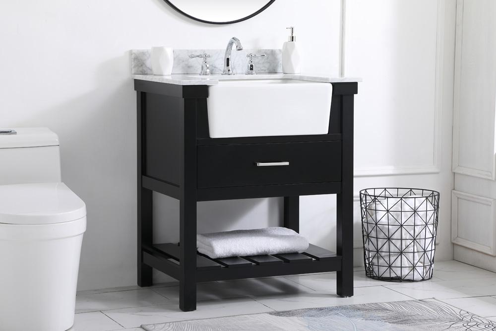 Elegant Furniture & Lighting - Clement 30 inch Single bathroom vanity in black with backsplash - VF60130BK-BS veiw 3