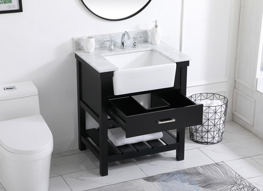 Elegant Furniture & Lighting - Clement 30 inch Single bathroom vanity in black with backsplash - VF60130BK-BS veiw 4
