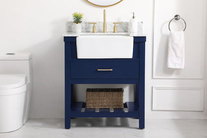 Elegant Furniture & Lighting - Clement 30 inch Single bathroom vanity in blue with backsplash - VF60130BL-BS veiw 2