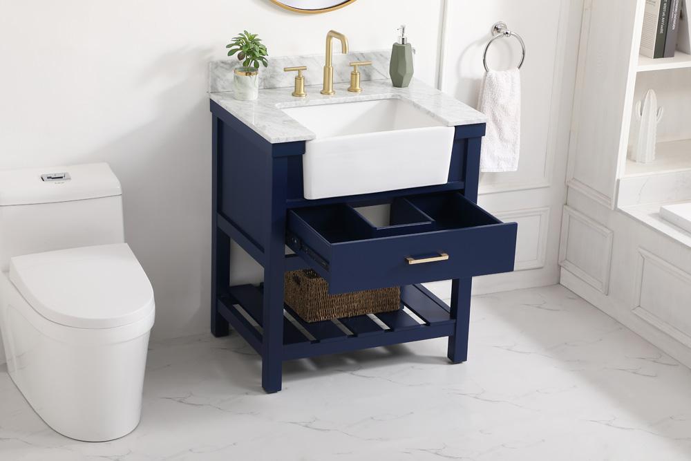 Elegant Furniture & Lighting - Clement 30 inch Single bathroom vanity in blue with backsplash - VF60130BL-BS veiw 4
