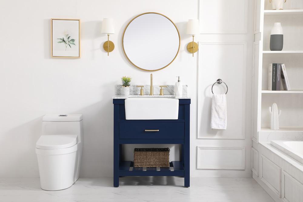 Elegant Furniture & Lighting - Clement 30 inch Single bathroom vanity in blue with backsplash - VF60130BL-BS veiw 5
