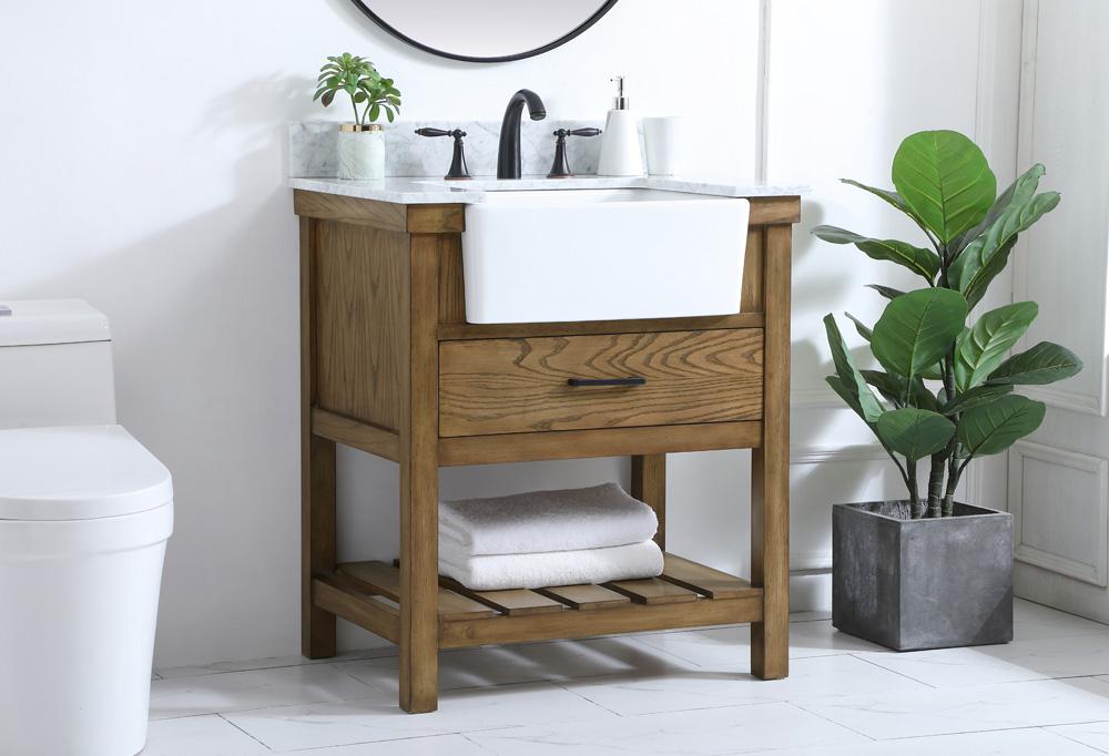 Elegant Furniture & Lighting - Clement 30 inch Single bathroom vanity in driftwood with backsplash - VF60130DW-BS veiw 3
