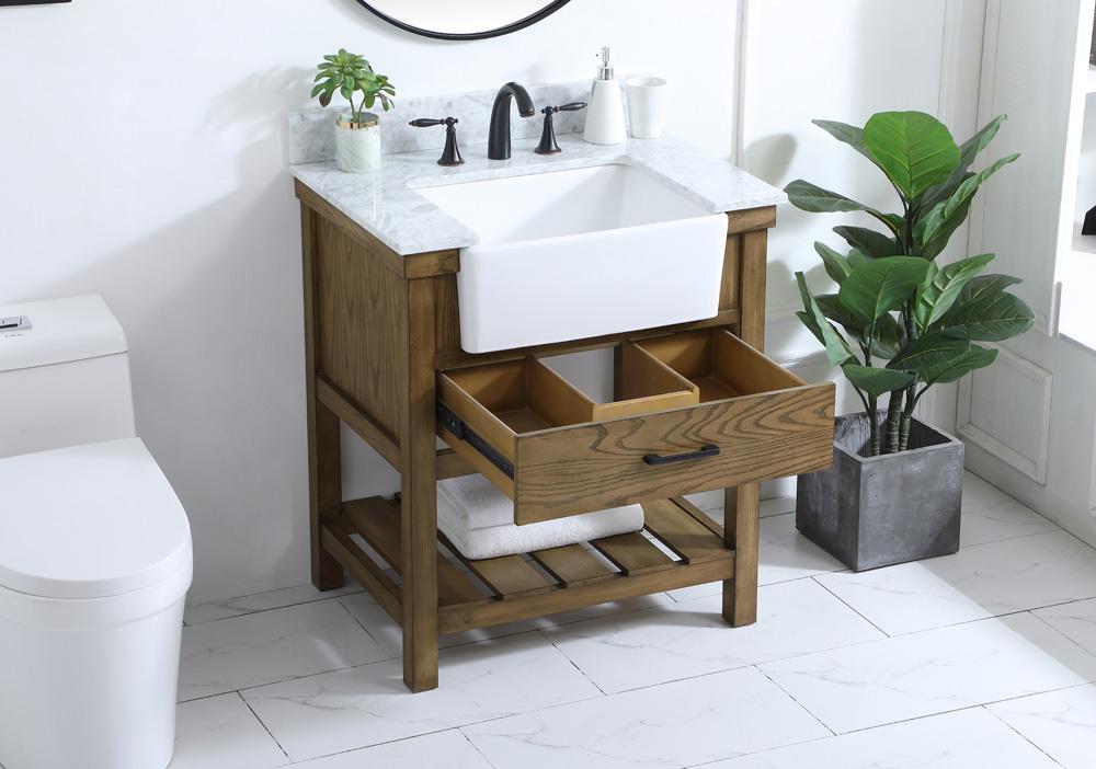 Elegant Furniture & Lighting - Clement 30 inch Single bathroom vanity in driftwood with backsplash - VF60130DW-BS veiw 4