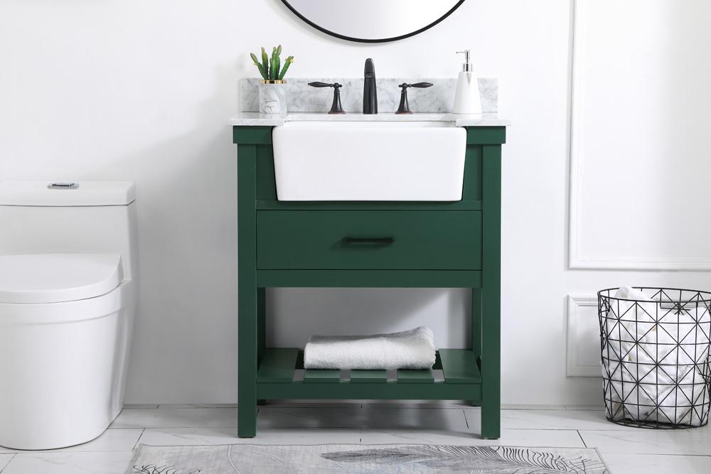 Elegant Furniture & Lighting - Clement 30 inch Single bathroom vanity in green with backsplash - VF60130GN-BS veiw 2