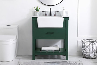 Elegant Furniture & Lighting - Clement 30 inch Single bathroom vanity in green with backsplash - VF60130GN-BS veiw 2