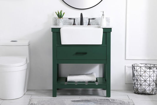 Elegant Furniture & Lighting - Clement 30 inch Single bathroom vanity in green with backsplash - VF60130GN-BS veiw 2