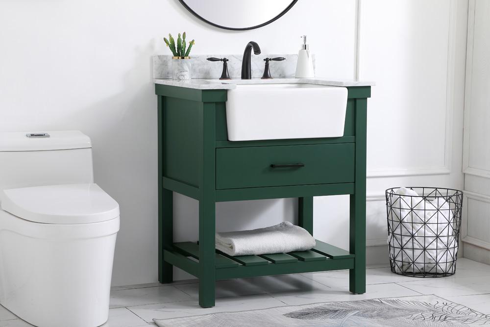 Elegant Furniture & Lighting - Clement 30 inch Single bathroom vanity in green with backsplash - VF60130GN-BS veiw 3