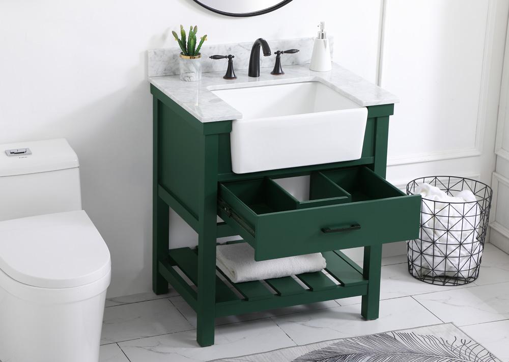 Elegant Furniture & Lighting - Clement 30 inch Single bathroom vanity in green with backsplash - VF60130GN-BS veiw 4