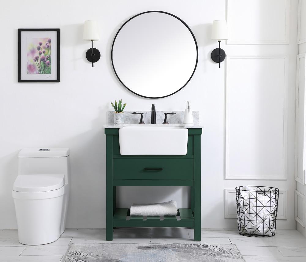 Elegant Furniture & Lighting - Clement 30 inch Single bathroom vanity in green with backsplash - VF60130GN-BS veiw 5