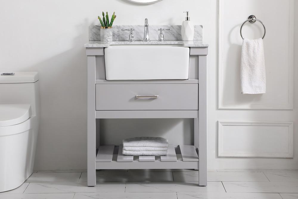 Elegant Furniture & Lighting - Clement 30 inch Single bathroom vanity in grey with backsplash - VF60130GR-BS veiw 2
