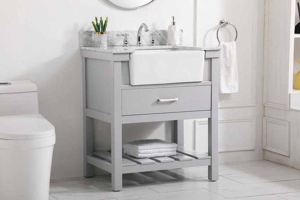 Elegant Furniture & Lighting - Clement 30 inch Single bathroom vanity in grey with backsplash - VF60130GR-BS veiw 3