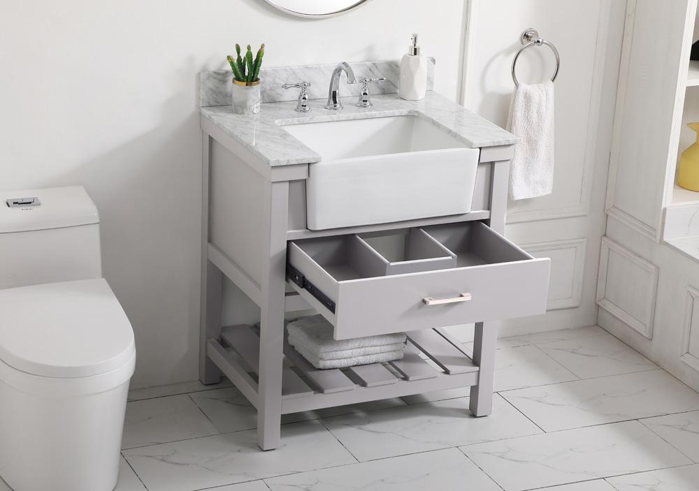 Elegant Furniture & Lighting - Clement 30 inch Single bathroom vanity in grey with backsplash - VF60130GR-BS veiw 4