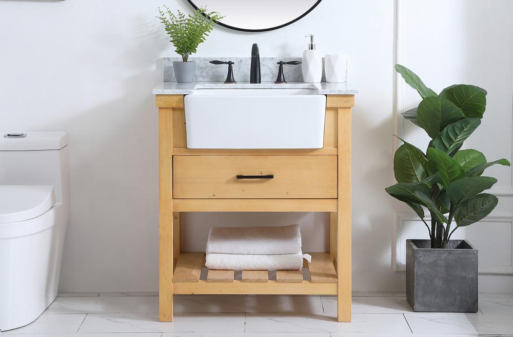 Elegant Furniture & Lighting - Clement 30 inch Single bathroom vanity in natural wood with backsplash - VF60130NW-BS veiw 2