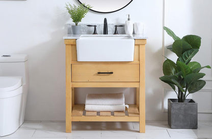 Elegant Furniture & Lighting - Clement 30 inch Single bathroom vanity in natural wood with backsplash - VF60130NW-BS veiw 2