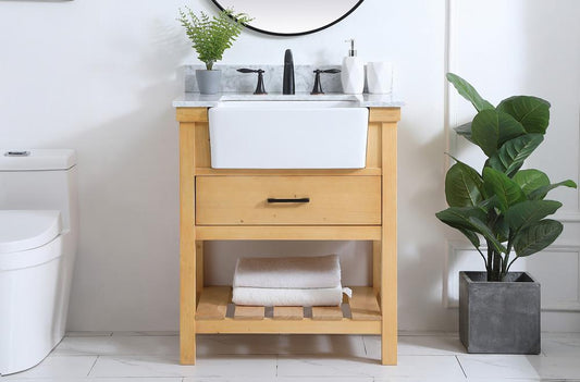 Elegant Furniture & Lighting - Clement 30 inch Single bathroom vanity in natural wood with backsplash - VF60130NW-BS veiw 2