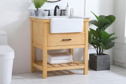 Elegant Furniture & Lighting - Clement 30 inch Single bathroom vanity in natural wood with backsplash - VF60130NW-BS veiw 3