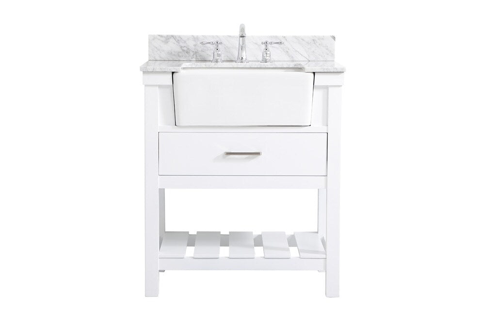 Elegant Furniture & Lighting - Clement 30 inch Single bathroom vanity in white with backsplash - VF60130WH-BS veiw 1