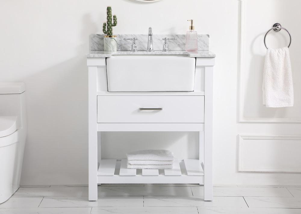 Elegant Furniture & Lighting - Clement 30 inch Single bathroom vanity in white with backsplash - VF60130WH-BS veiw 2