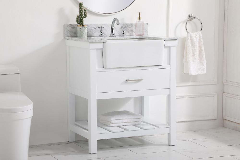 Elegant Furniture & Lighting - Clement 30 inch Single bathroom vanity in white with backsplash - VF60130WH-BS veiw 3