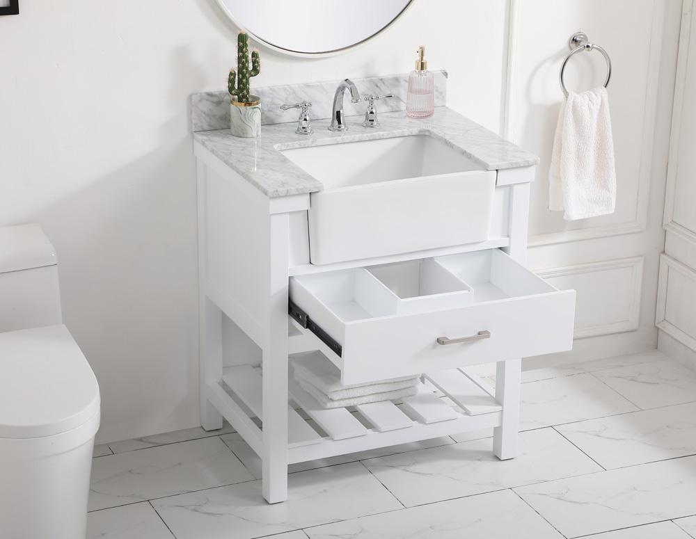 Elegant Furniture & Lighting - Clement 30 inch Single bathroom vanity in white with backsplash - VF60130WH-BS veiw 4