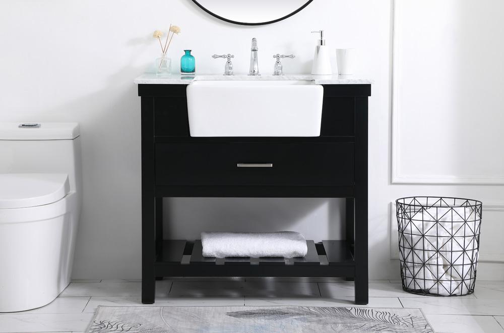 Elegant Furniture & Lighting - Clement 36 inch Single bathroom vanity in black - VF60136BK veiw 2