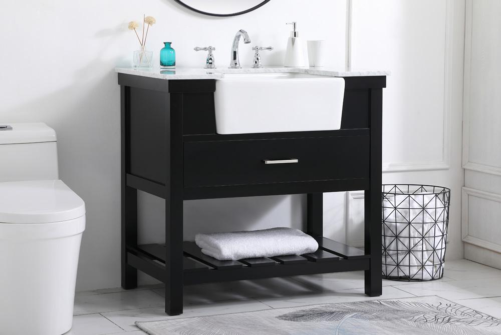 Elegant Furniture & Lighting - Clement 36 inch Single bathroom vanity in black - VF60136BK veiw 3