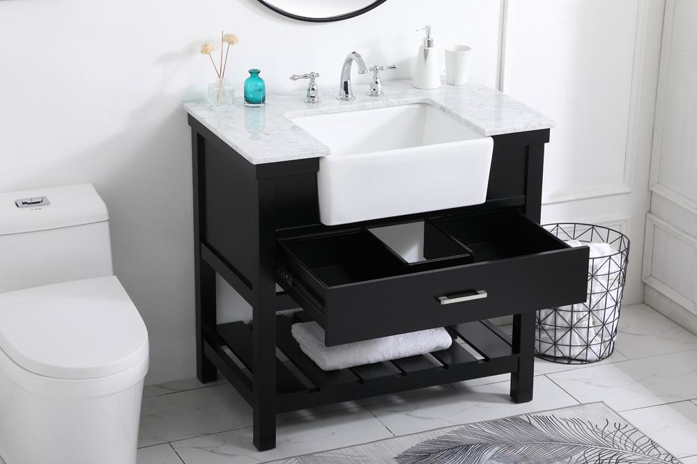 Elegant Furniture & Lighting - Clement 36 inch Single bathroom vanity in black - VF60136BK veiw 4