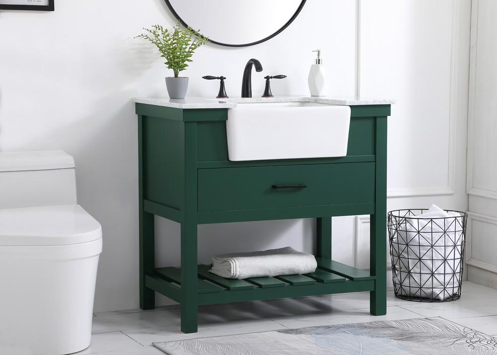 Elegant Furniture & Lighting - Clement 36 inch Single bathroom vanity in green - VF60136GN veiw 3