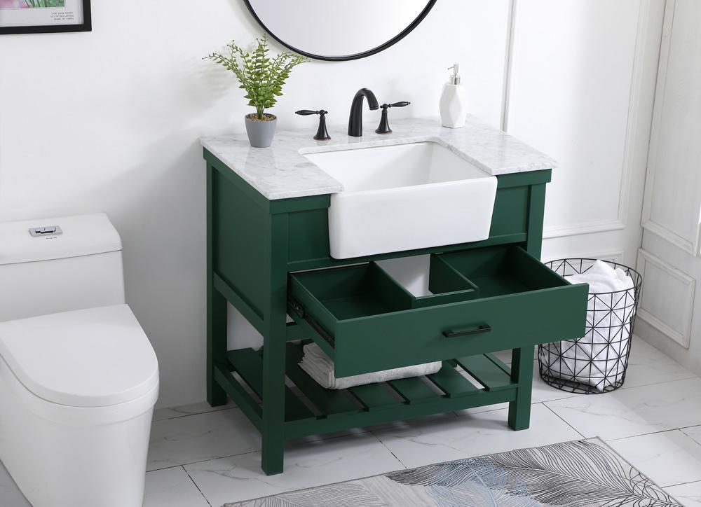 Elegant Furniture & Lighting - Clement 36 inch Single bathroom vanity in green - VF60136GN veiw 4
