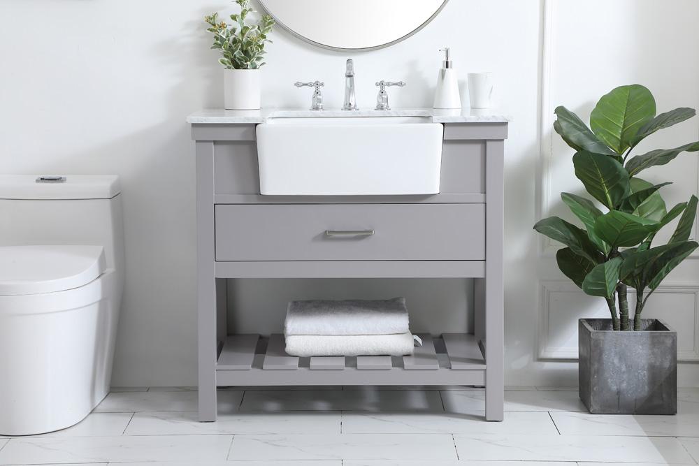 Elegant Furniture & Lighting - Clement 36 inch Single bathroom vanity in grey - VF60136GR veiw 2