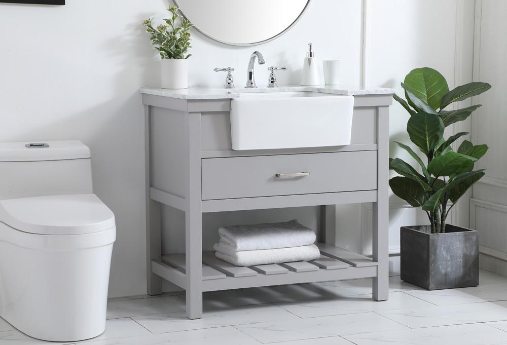 Elegant Furniture & Lighting - Clement 36 inch Single bathroom vanity in grey - VF60136GR veiw 3
