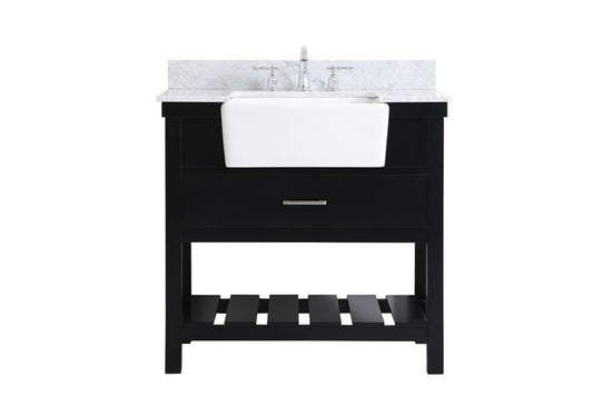 Elegant Furniture & Lighting - Clement 36 inch Single bathroom vanity in black with backsplash - VF60136BK-BS veiw 1