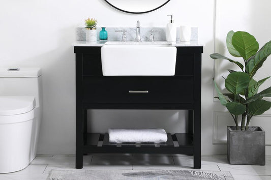 Elegant Furniture & Lighting - Clement 36 inch Single bathroom vanity in black with backsplash - VF60136BK-BS veiw 2