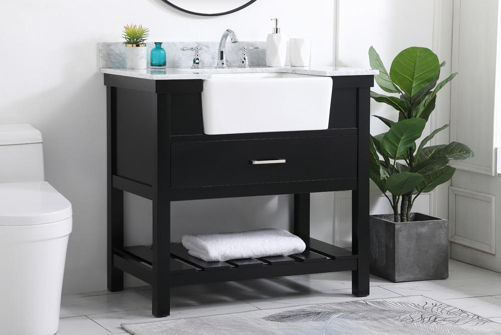 Elegant Furniture & Lighting - Clement 36 inch Single bathroom vanity in black with backsplash - VF60136BK-BS veiw 3