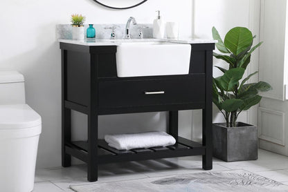 Elegant Furniture & Lighting - Clement 36 inch Single bathroom vanity in black with backsplash - VF60136BK-BS veiw 3