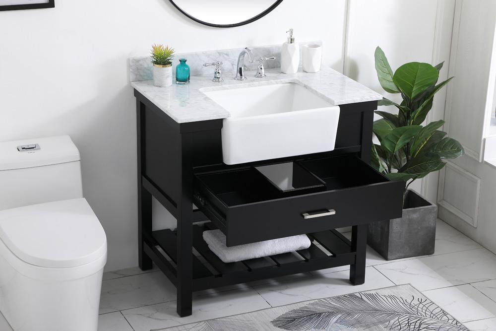 Elegant Furniture & Lighting - Clement 36 inch Single bathroom vanity in black with backsplash - VF60136BK-BS veiw 4