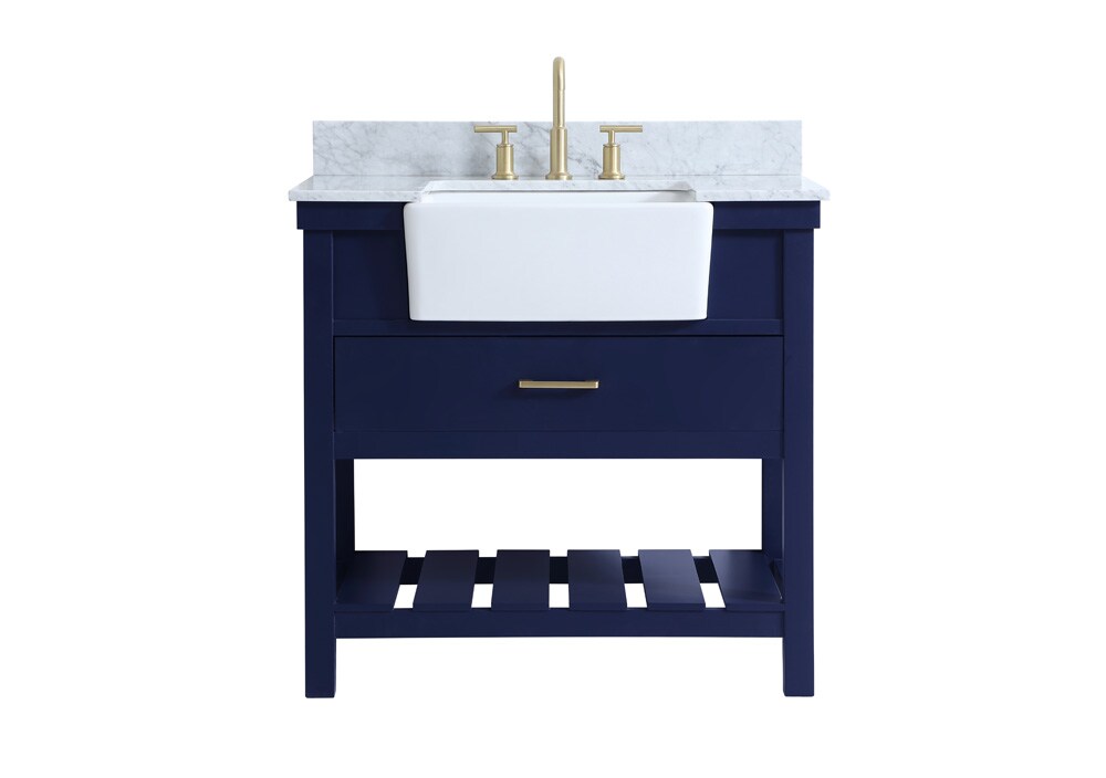 Elegant Furniture & Lighting - Clement 36 inch Single bathroom vanity in blue with backsplash - VF60136BL-BS veiw 1
