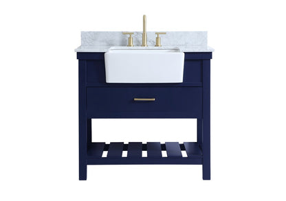 Elegant Furniture & Lighting - Clement 36 inch Single bathroom vanity in blue with backsplash - VF60136BL-BS veiw 1