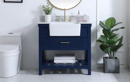 Elegant Furniture & Lighting - Clement 36 inch Single bathroom vanity in blue with backsplash - VF60136BL-BS veiw 2
