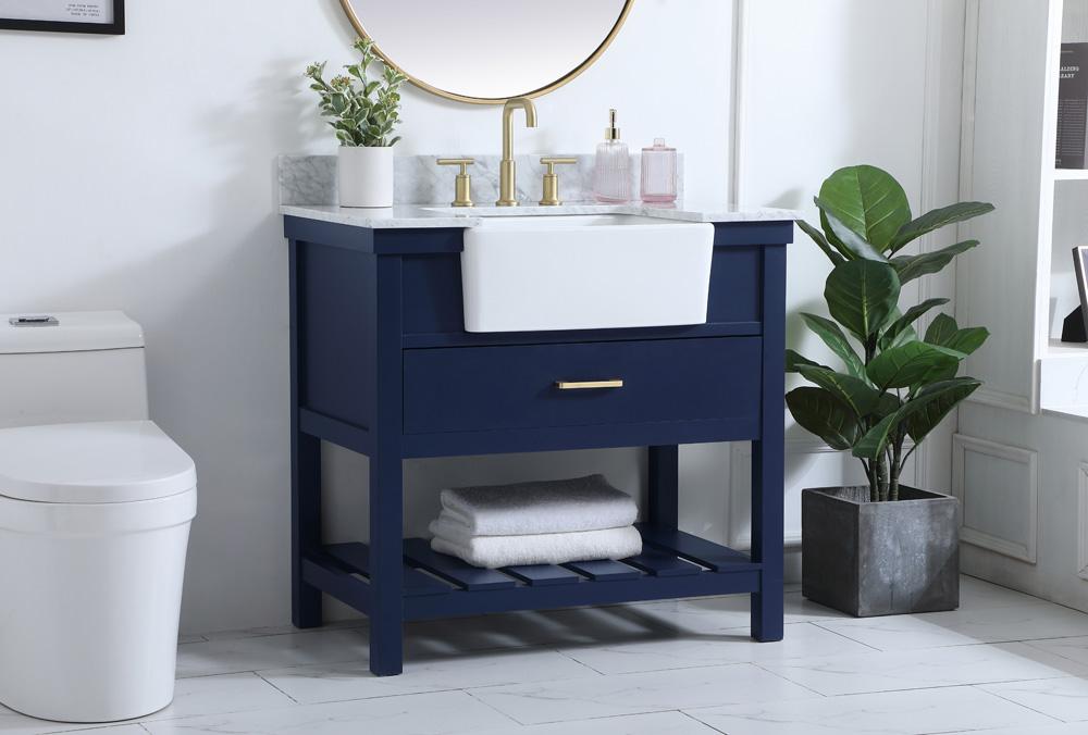 Elegant Furniture & Lighting - Clement 36 inch Single bathroom vanity in blue with backsplash - VF60136BL-BS veiw 3