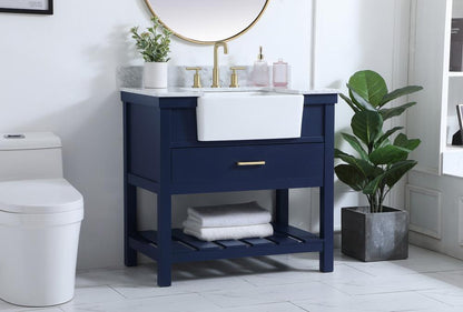 Elegant Furniture & Lighting - Clement 36 inch Single bathroom vanity in blue with backsplash - VF60136BL-BS veiw 3