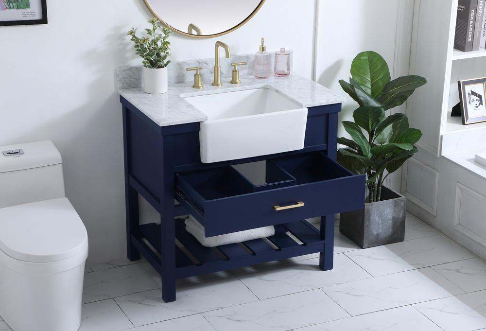 Elegant Furniture & Lighting - Clement 36 inch Single bathroom vanity in blue with backsplash - VF60136BL-BS veiw 4