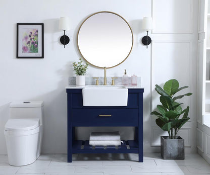 Elegant Furniture & Lighting - Clement 36 inch Single bathroom vanity in blue with backsplash - VF60136BL-BS veiw 5