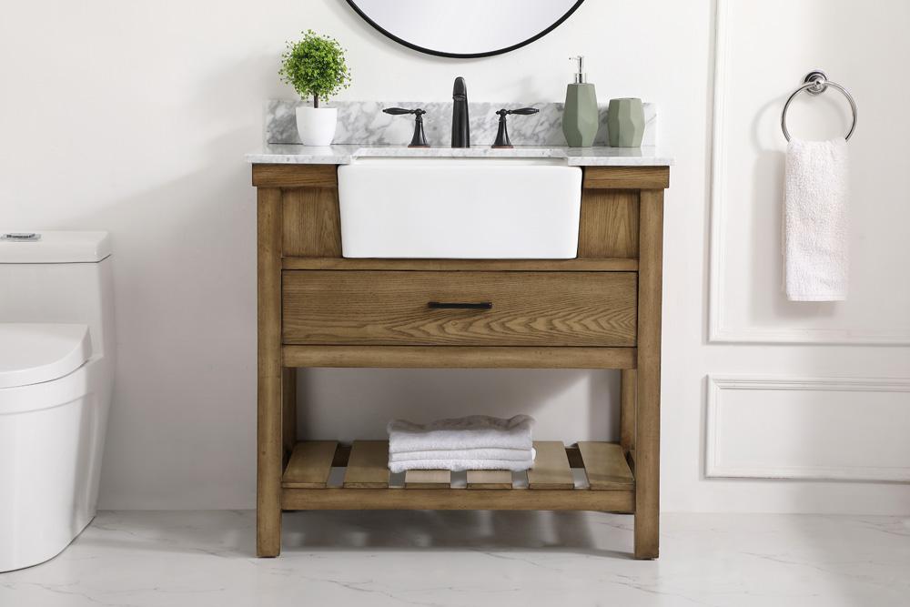 Elegant Furniture & Lighting - Clement 36 inch Single bathroom vanity in driftwood with backsplash - VF60136DW-BS veiw 2