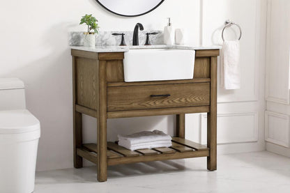 Elegant Furniture & Lighting - Clement 36 inch Single bathroom vanity in driftwood with backsplash - VF60136DW-BS veiw 3